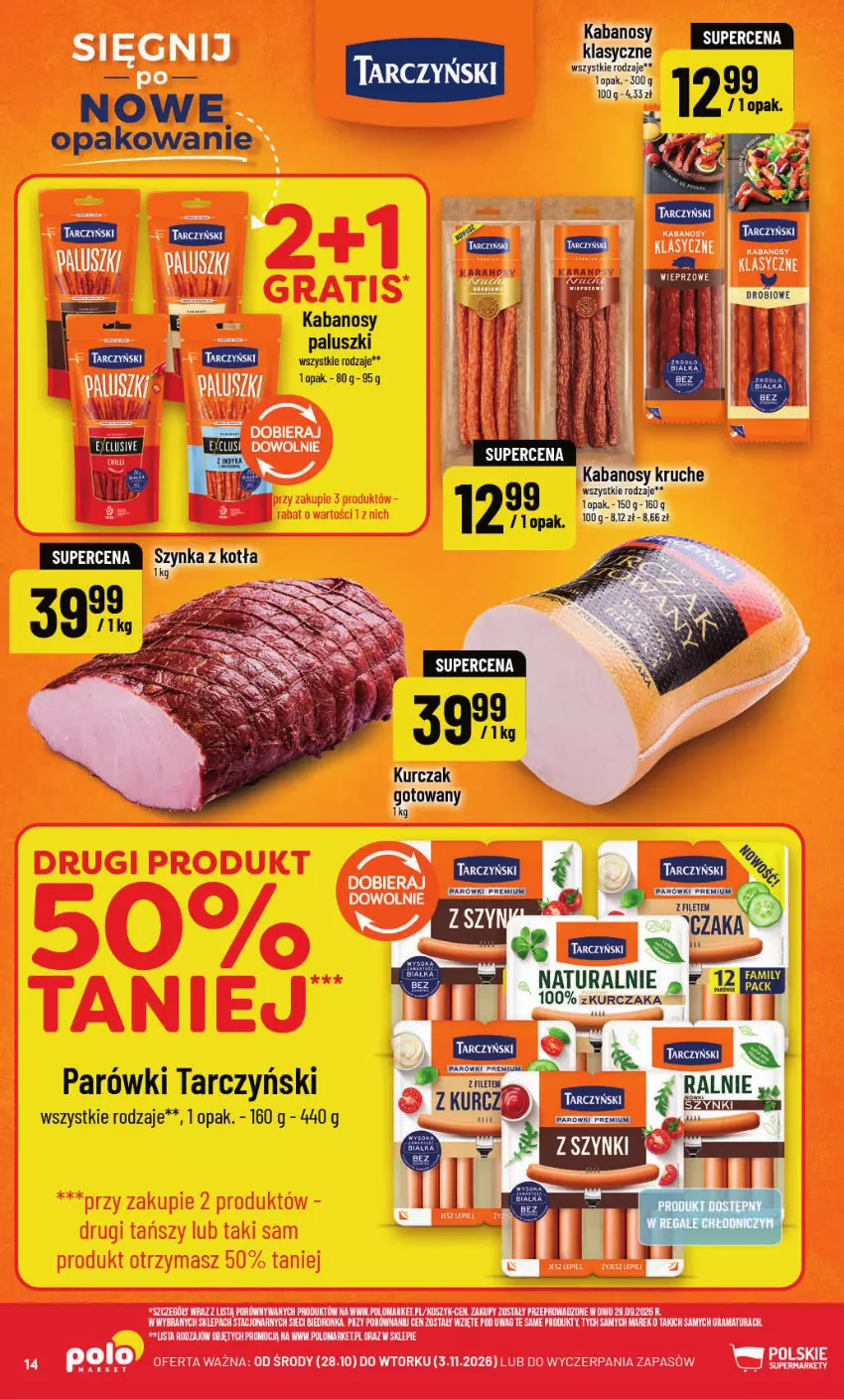 Gazetka promocyjna PoloMarket - Gazetka POLOmarket - ważna 28.10 do 03.11.2026 - strona 14 - produkty: Fa, Gra, Kabanos, Kosz, Parówki, Por, Rama, Rum, Tarczyński