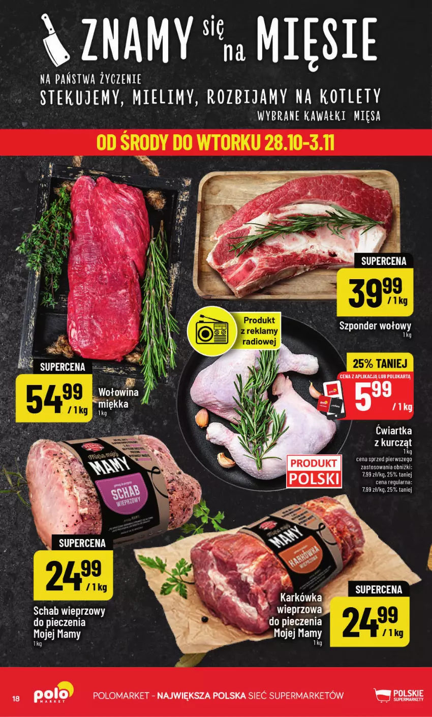 Gazetka promocyjna PoloMarket - Gazetka POLOmarket - ważna 28.10 do 03.11.2026 - strona 18 - produkty: Kotlet, LG, Piec, Schab wieprzowy, Stek, Szponder wołowy