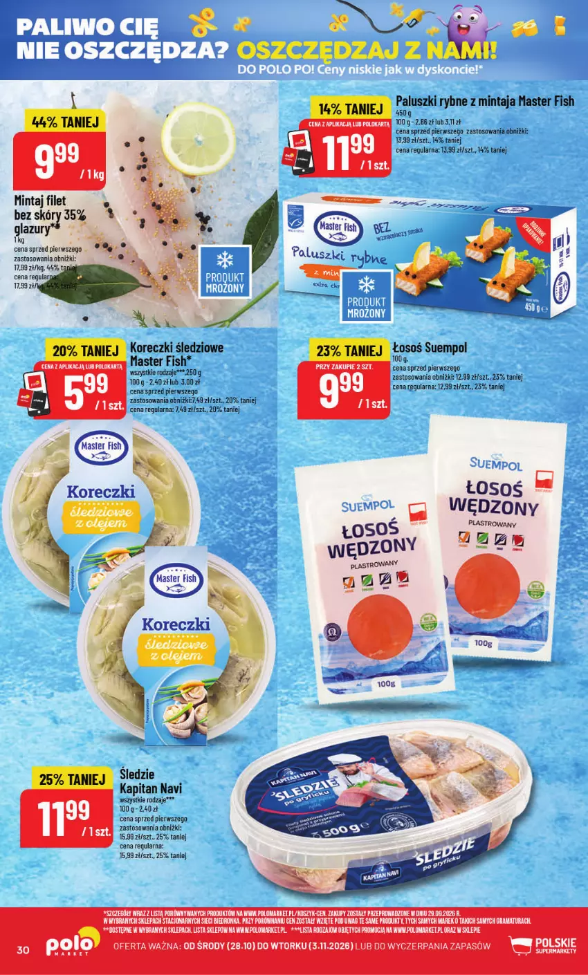 Gazetka promocyjna PoloMarket - Gazetka POLOmarket - ważna 28.10 do 03.11.2026 - strona 30 - produkty: Koreczki śledziowe, Kosz, LG, Mintaj, Por, Suempol