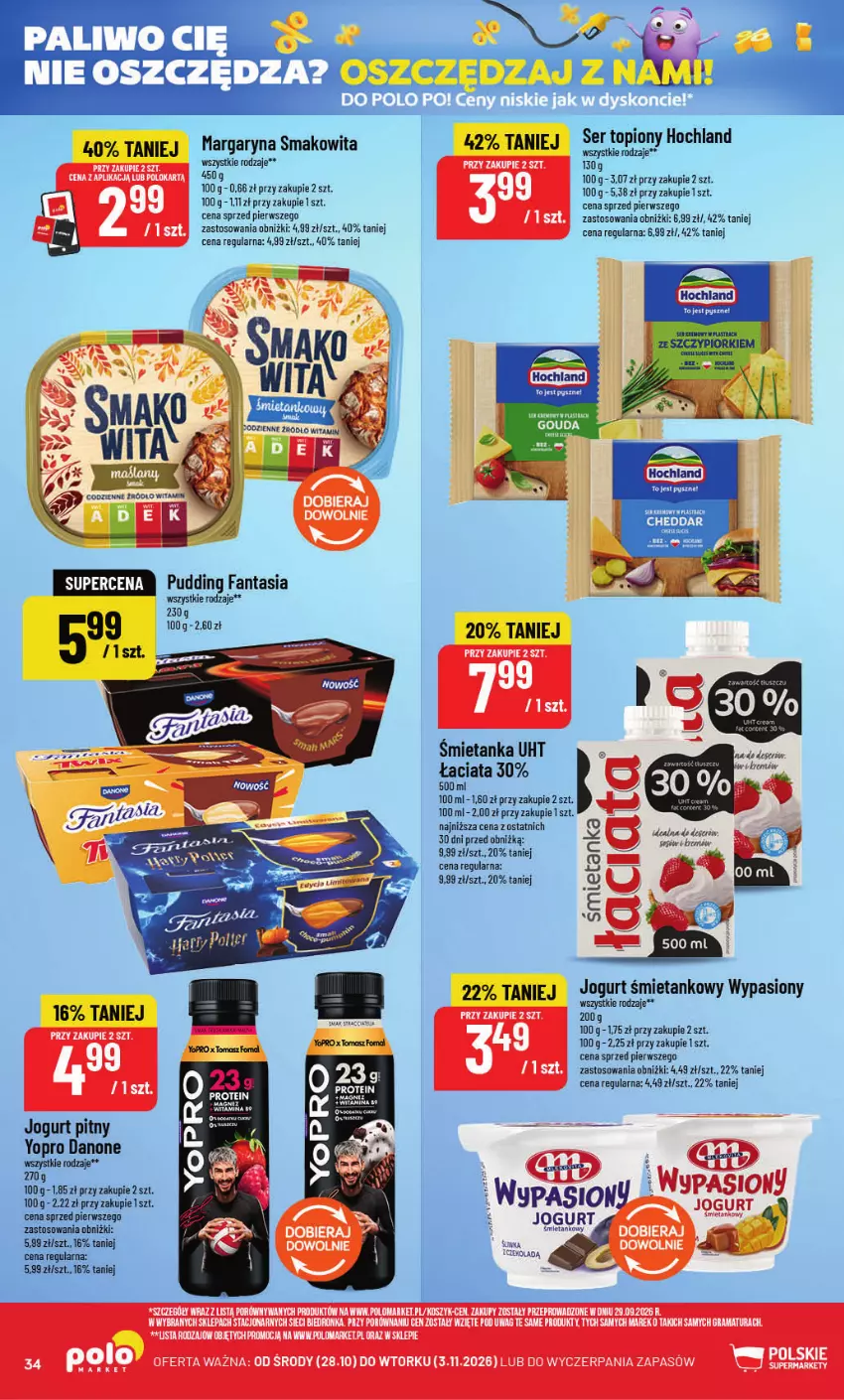 Gazetka promocyjna PoloMarket - Gazetka POLOmarket - ważna 28.10 do 03.11.2026 - strona 34 - produkty: Fa, Fanta, Hochland, Jogurt, Jogurt pitny, Margaryna, Pudding, Ser, Ser topiony, Top