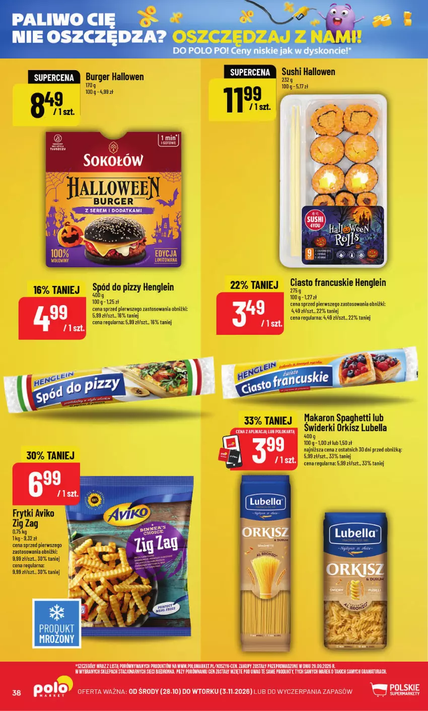 Gazetka promocyjna PoloMarket - Gazetka POLOmarket - ważna 28.10 do 03.11.2026 - strona 38 - produkty: Bell, Bella, Burger, Frytki, Gra, Kosz, Lubella, Makaron, Por, Rama, Spaghetti, Spód do pizzy