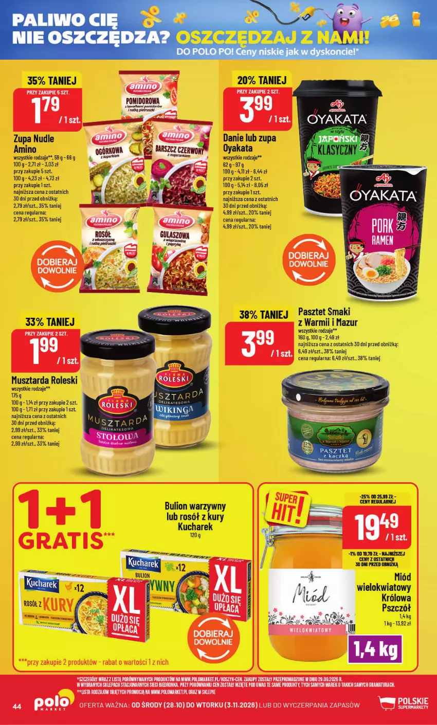 Gazetka promocyjna PoloMarket - Gazetka POLOmarket - ważna 28.10 do 03.11.2026 - strona 44 - produkty: Bulion, Gra, Kosz, Kucharek, LG, Lion, Miód, Mus, Musztarda, Pasztet, Por, Rama, Rosół, Zupa