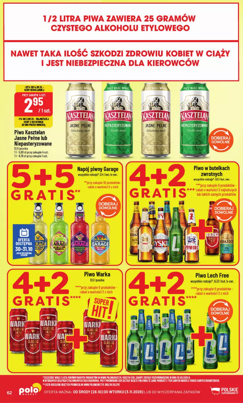 Gazetka promocyjna PoloMarket - Gazetka POLOmarket - ważna 28.10 do 03.11.2026 - strona 62 - produkty: Kasztelan, Napój, Piwo, Warka