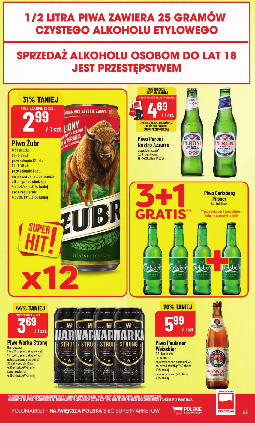Gazetka promocyjna PoloMarket - Gazetka POLOmarket - ważna 28.10 do 03.11.2026 - strona 63 - produkty: Carlsberg, Fa, Laur, Piwo, Warka