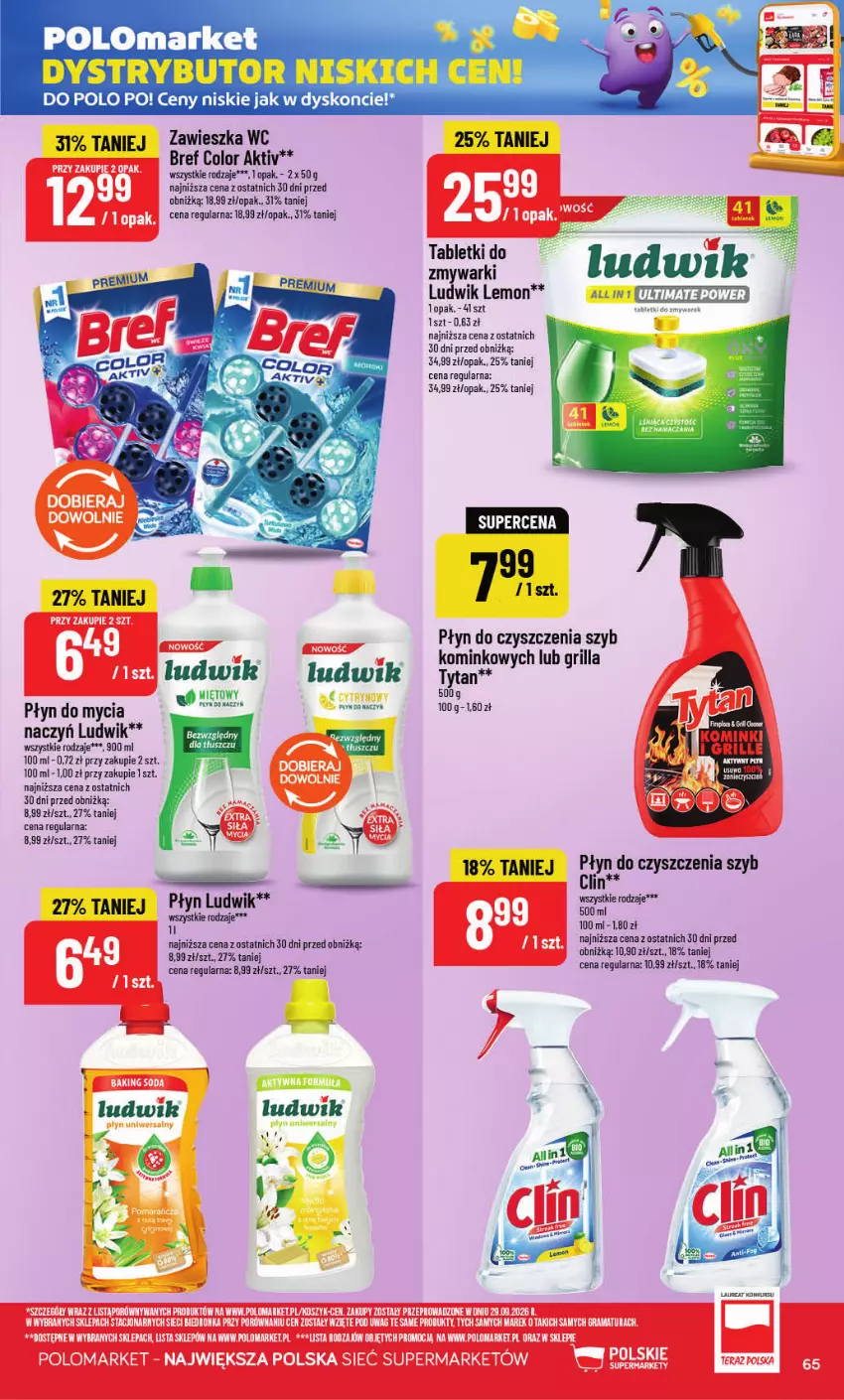 Gazetka promocyjna PoloMarket - Gazetka POLOmarket - ważna 28.10 do 03.11.2026 - strona 65 - produkty: Clin, Gra, Grill, Kosz, Laur, Ludwik, Płyn do mycia, Por, Rama, Tablet, Tabletki do zmywarki, Tytan, Zmywarki