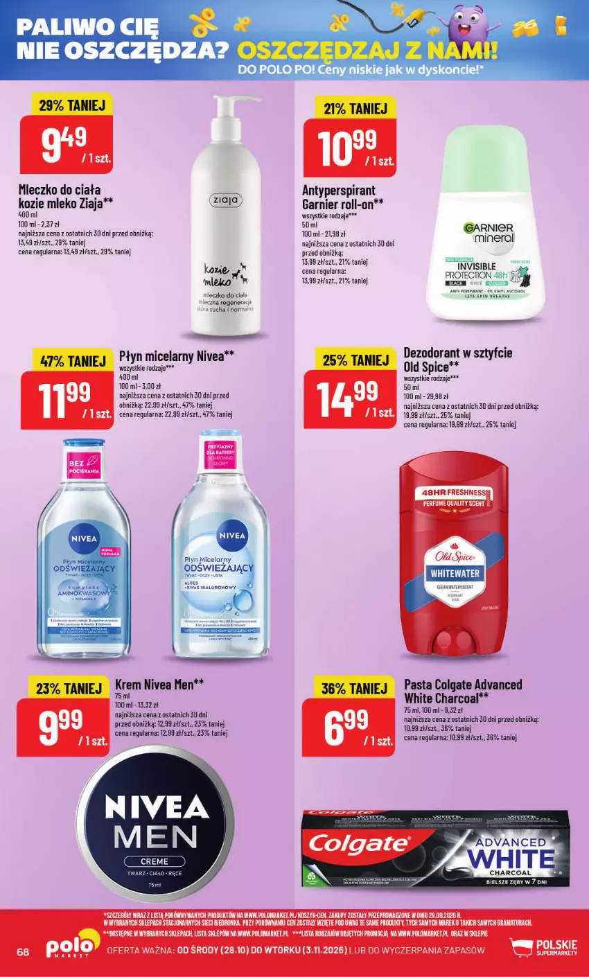 Gazetka promocyjna PoloMarket - Gazetka POLOmarket - ważna 28.10 do 03.11.2026 - strona 68 - produkty: Antyperspirant, Colgate, Dezodorant, Fa, Garnier, Gra, Kosz, LG, Mleczko, Mleczko do ciała, Mleko, Nivea, Nivea Men, Płyn micelarny, Por, Rama, Top, Wino, Ziaja