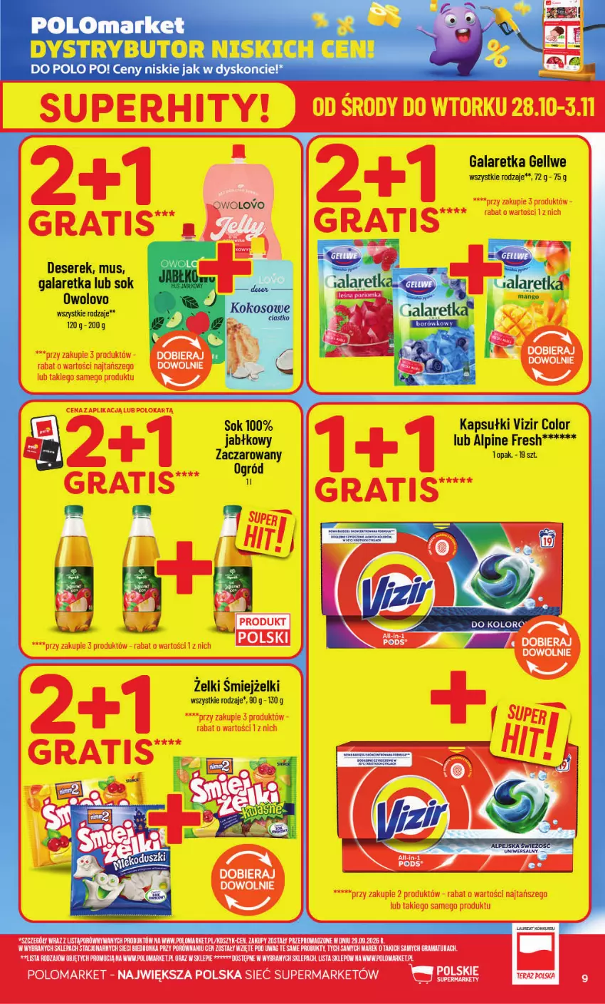 Gazetka promocyjna PoloMarket - Gazetka POLOmarket - ważna 28.10 do 03.11.2026 - strona 9 - produkty: Deser, Fa, Gala, Galaretka, Mus, Ogród, Ser, Serek, Sok, Vizir