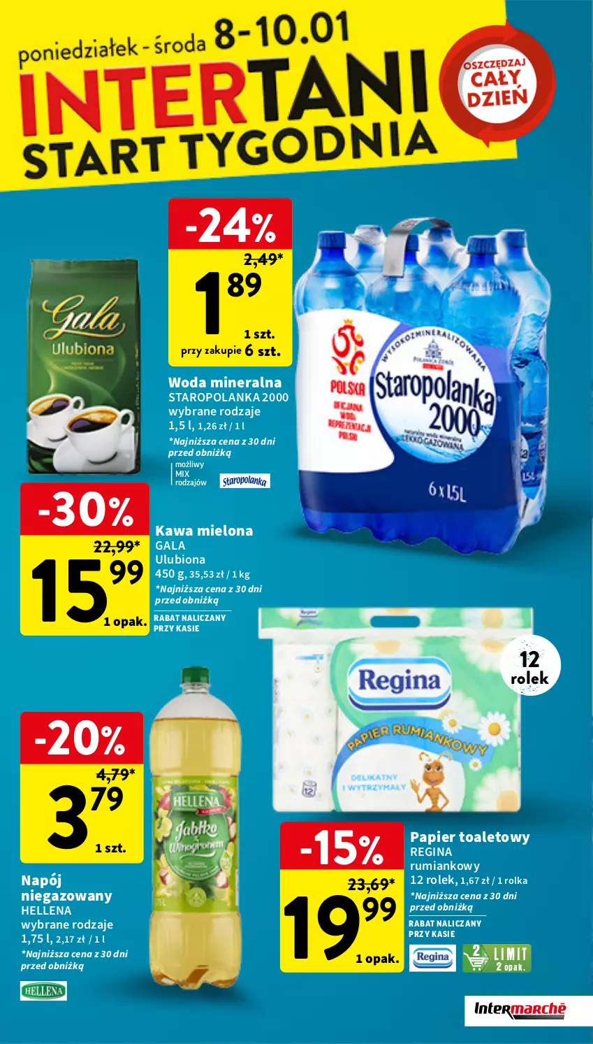 Gazetka promocyjna Intermarche - Gazetka Intermarche - ważna 03.01 do 10.01.2024 - strona 31 - produkty: Gala, Gin, Hellena, Kawa, Kawa mielona, Napój, Napój niegazowany, Papier, Papier toaletowy, Rum, Staropolanka, Woda, Woda mineralna