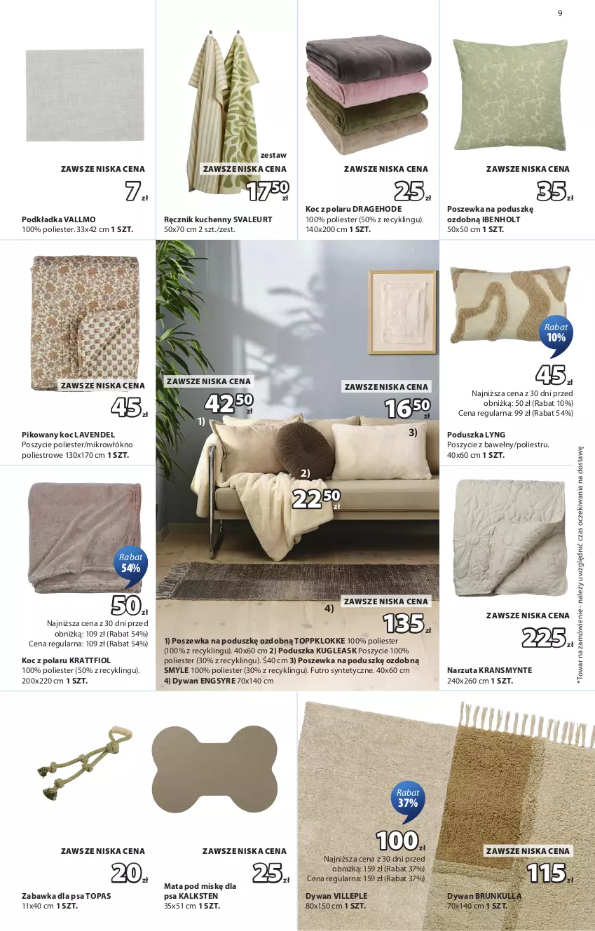 Gazetka promocyjna Jysk - Oferta tygodnia - ważna 23.09 do 11.10.2026 - strona 10 - produkty: Dywan, Koc, Narzuta, Podkład, Podkładka, Poduszka, Poszewka, Ręcznik, Ręcznik kuchenny, Top, Zabawka