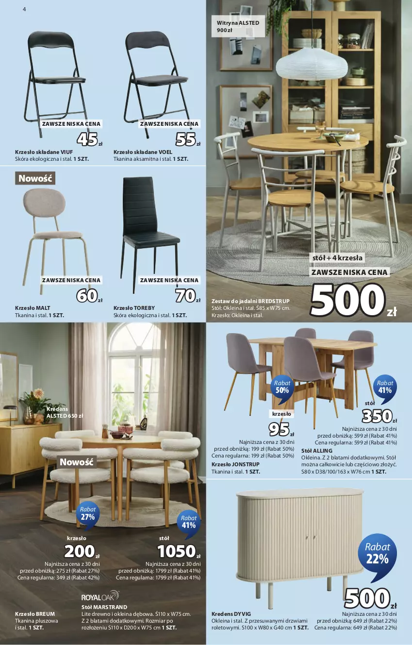 Gazetka promocyjna Jysk - Oferta tygodnia - ważna 23.09 do 11.10.2026 - strona 5 - produkty: Aksam, Drzwi, Kredens, Krzesło, Krzesło składane, Mars, Stół, Tran, Witryna, Zestaw do jadalni