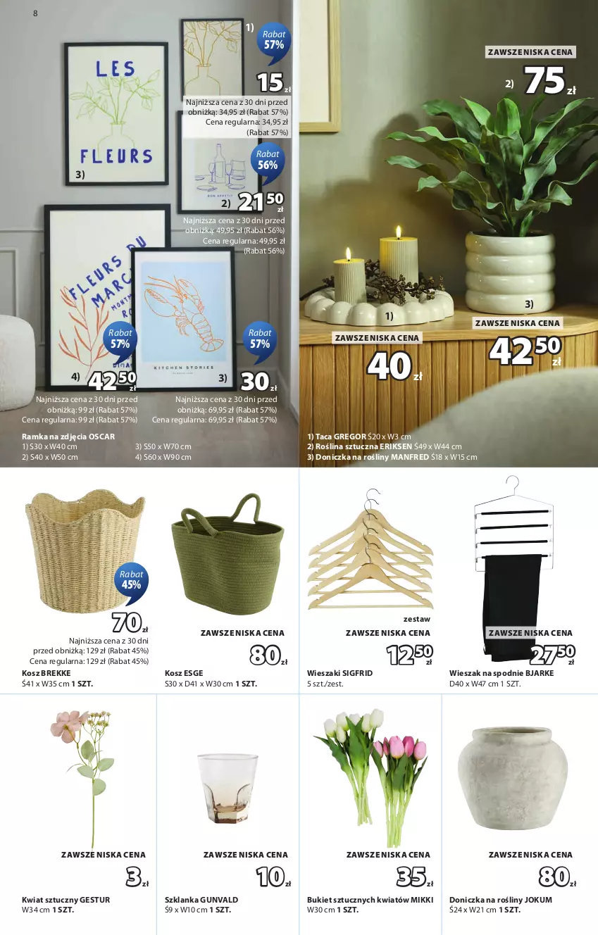 Gazetka promocyjna Jysk - Oferta tygodnia - ważna 23.09 do 11.10.2026 - strona 9 - produkty: Bukiet, Doniczka na rośliny, Kosz, Ramka, Roślina sztuczna, Spodnie, Szklanka, Taca, Wieszak