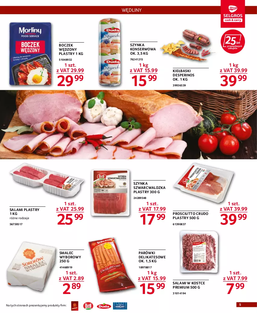 Gazetka promocyjna Selgros - Oferta gastronomiczna - ważna 08.09 do 21.09.2022 - strona 5 - produkty: Boczek, Parówki, Prosciutto, Salami, Ser, Smalec, Szynka, Szynka konserwowa