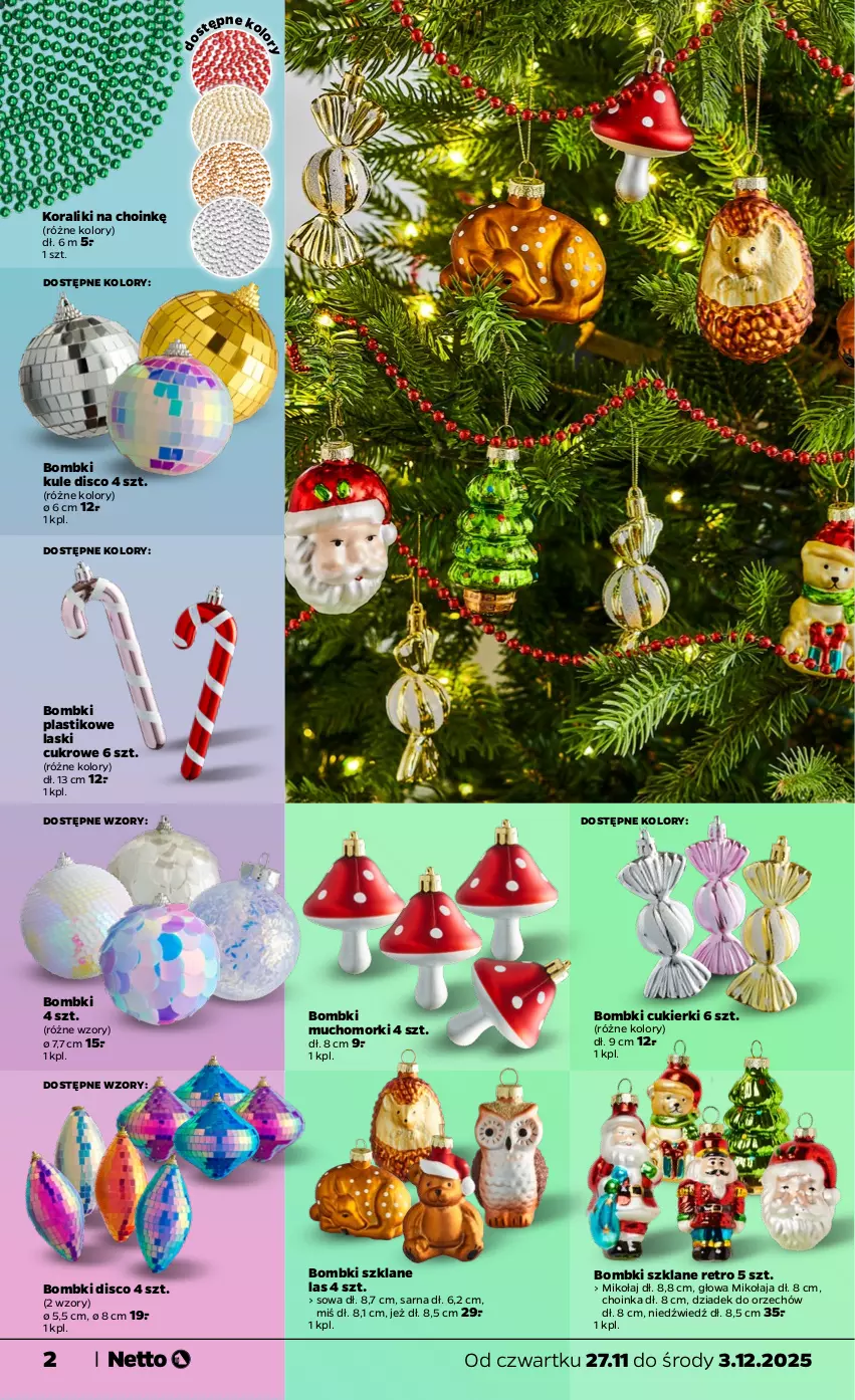 Gazetka promocyjna Netto - Od Czwartku Przemysłowa - ważna 27.11 do 03.12.2025 - strona 2 - produkty: Bombki, Choinka, Cukier, Cukierki, Dziadek do orzechów, Inka