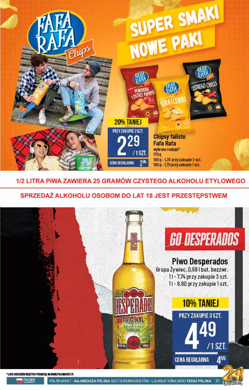 Gazetka promocyjna PoloMarket - Gazetka pomocyjna - ważna 13.10 do 19.10.2021 - strona 37 - produkty: Chipsy, Desperados, Fa, Piwo