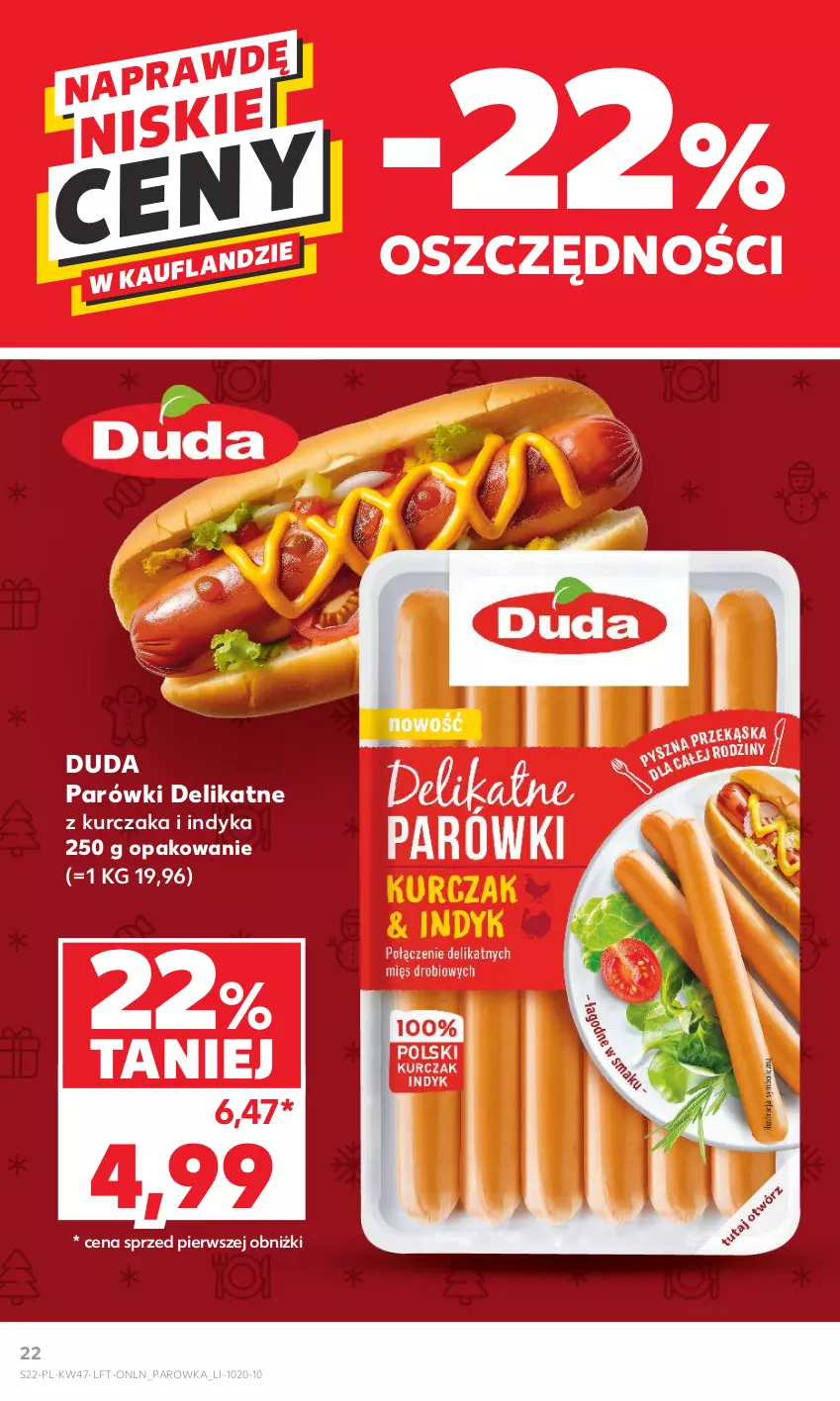 Gazetka promocyjna Kaufland - Gazetka tygodnia - ważna 23.11 do 29.11.2023 - strona 22 - produkty: Duda, Kurczak, Parówki