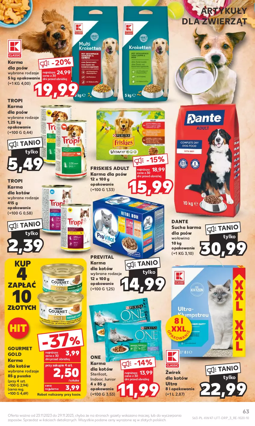 Gazetka promocyjna Kaufland - Gazetka tygodnia - ważna 23.11 do 29.11.2023 - strona 63 - produkty: Friskies, Gourmet Gold, Sucha karma, Wołowina