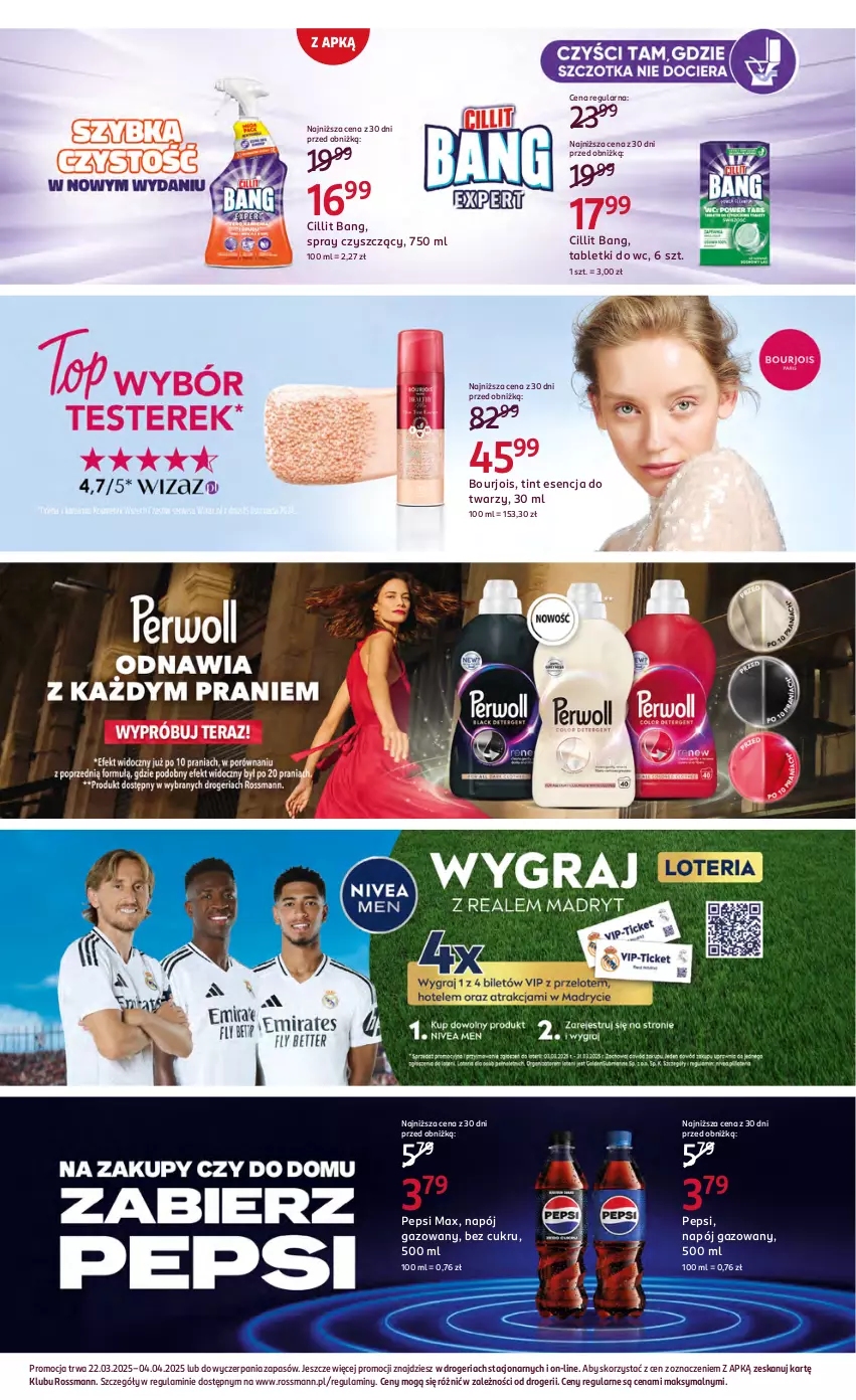 Gazetka promocyjna Rossmann - 22 marca - ważna 22.03 do 04.04.2025 - strona 14 - produkty: Bourjois, Cillit Bang, Napój, Napój gazowany, Pepsi, Pepsi max, Perwoll, Tablet