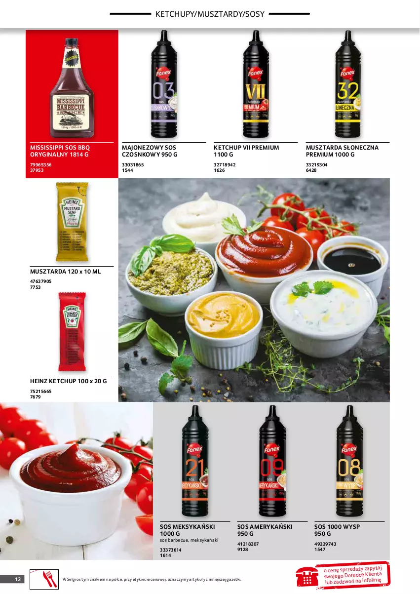 Gazetka promocyjna Selgros - Oferta gastronomiczna - ważna 19.04 do 04.05.2022 - strona 12 - produkty: Gin, Heinz, Ketchup, LG, Majonez, Mus, Musztarda, Sos, Sos czosnkowy