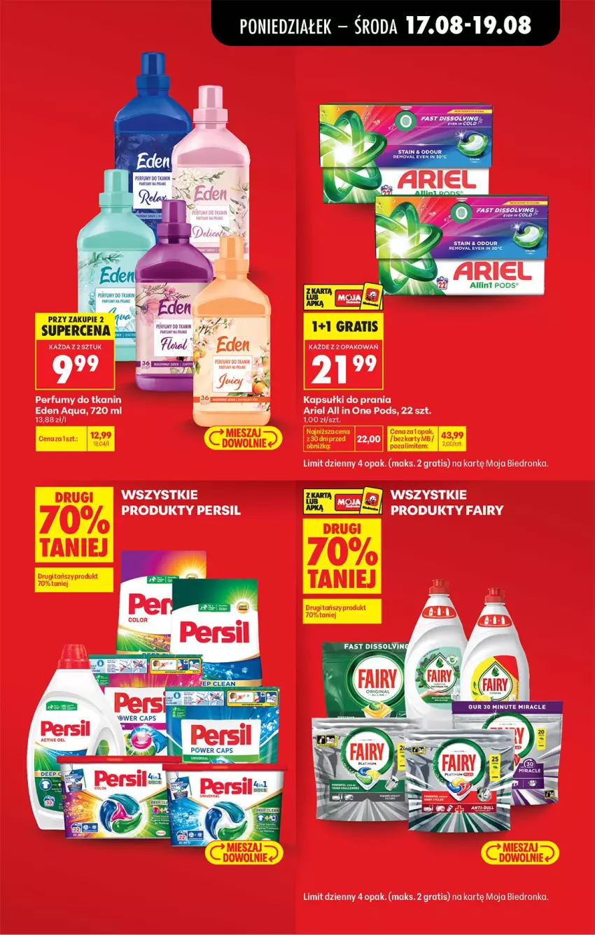 Gazetka promocyjna Biedronka - Od Poniedziałku - ważna 17.08 do 22.08.2026 - strona 19 - produkty: Ariel, Fa, Fairy, Gra, Kapsułki do prania, Perfum, Persil, Taca