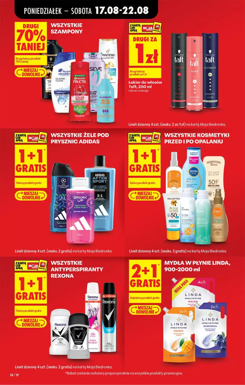 Gazetka promocyjna Biedronka - Od Poniedziałku - ważna 17.08 do 22.08.2026 - strona 22 - produkty: Antyperspirant, Gra, Lakier, Lakier do włosów, LG, Por, Rexona, Szampon, Taft