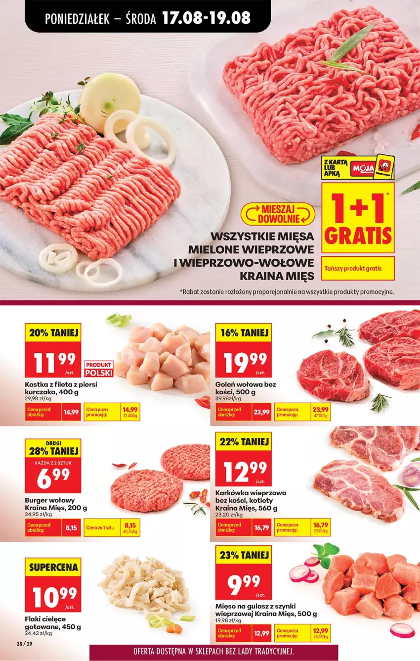 Gazetka promocyjna Biedronka - Od Poniedziałku - ważna 17.08 do 22.08.2026 - strona 34 - produkty: Burger, Flaki, Karkówka wieprzowa, Kotlet, Kurczak, Mięso, Mięso na gulasz, Por