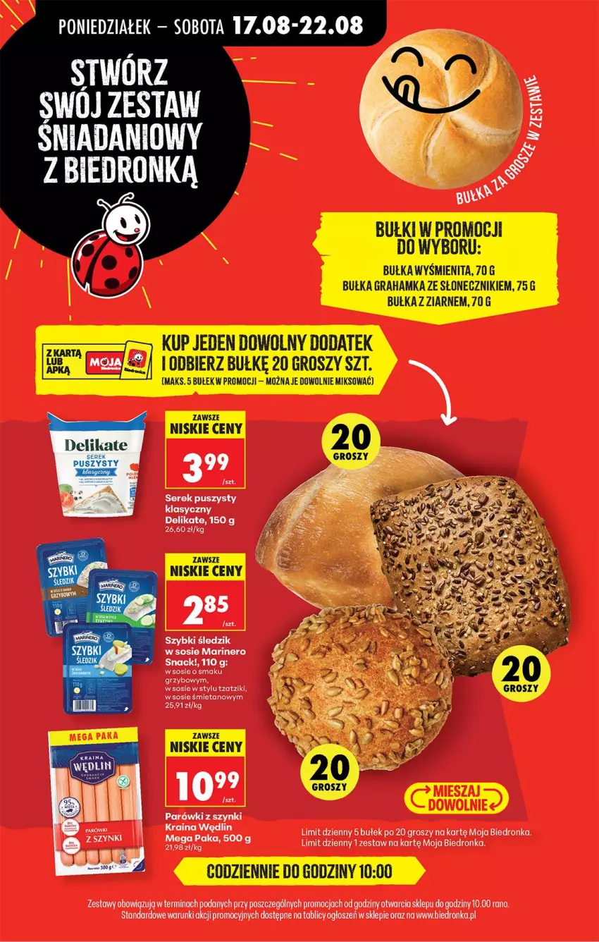 Gazetka promocyjna Biedronka - Od Poniedziałku - ważna 17.08 do 22.08.2026 - strona 42 - produkty: Bułka, Bułka grahamka, Fa, Gra, Parówki, Parówki z szynki, Ser, Serek, Serek puszysty, Sos