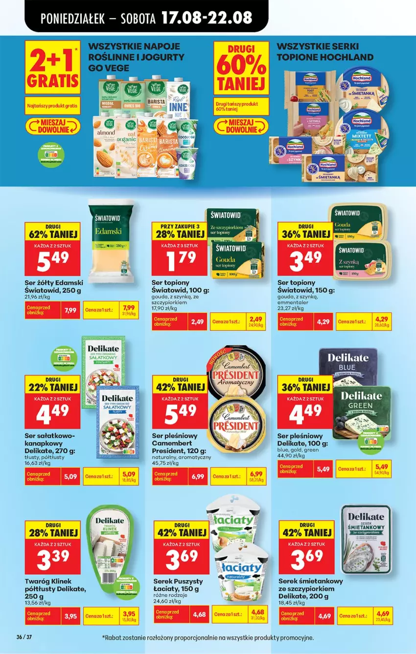 Gazetka promocyjna Biedronka - Od Poniedziałku - ważna 17.08 do 22.08.2026 - strona 50 - produkty: Camembert, Edam, Emmental, Fa, Gouda, Por, Sałat, Ser, Ser pleśniowy, Ser topiony, Serek, Serek puszysty, Sok, Top, Twaróg
