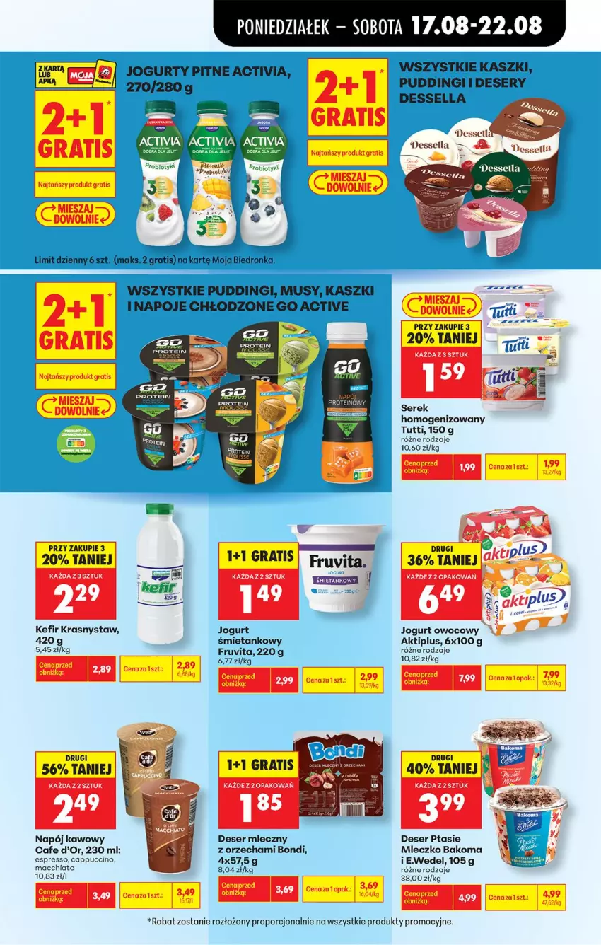 Gazetka promocyjna Biedronka - Od Poniedziałku - ważna 17.08 do 22.08.2026 - strona 51 - produkty: Aktiplus, Bakoma, Chia, Deser, Deser mleczny, Gra, Jogurt, Jogurt owocowy, Kefir, Mleczko, Napój, Por, Probiotyk, Ser, Serek