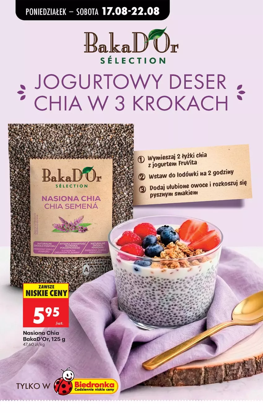 Gazetka promocyjna Biedronka - Od Poniedziałku - ważna 17.08 do 22.08.2026 - strona 52 - produkty: Chia, Jogurt, Kosz, LG, Owoce