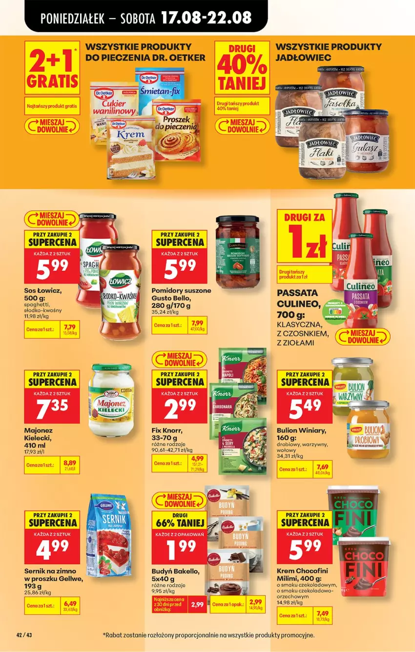 Gazetka promocyjna Biedronka - Od Poniedziałku - ważna 17.08 do 22.08.2026 - strona 58 - produkty: Bell, Budyń, Bulion, Dr. Oetker, Fa, Gra, Knorr, Lion, Majonez, Piec, Pomidory, Por, Ser, Sos, Spaghetti, Winiary