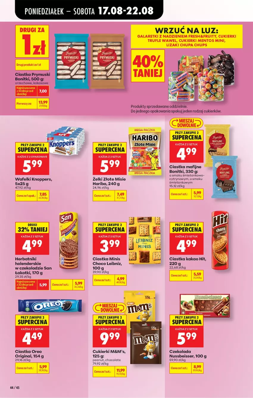 Gazetka promocyjna Biedronka - Od Poniedziałku - ważna 17.08 do 22.08.2026 - strona 60 - produkty: Bonitki, Ciastka, Cukier, Cukierki, Czekolada, Fa, Gin, Haribo, Herbatniki, Kakao, Knoppers, Kokos, Mus, Oreo, Ser