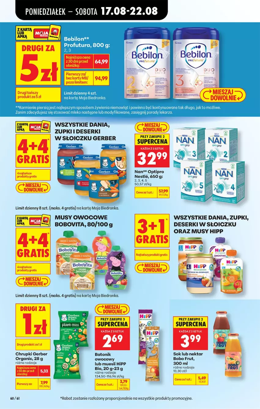 Gazetka promocyjna Biedronka - Od Poniedziałku - ważna 17.08 do 22.08.2026 - strona 84 - produkty: Baton, BEBILON, BoboVita, Chrupki, Deser, Gerber, Gra, HiPP, Karmi, Mleko, Nektar, O nas, Por, Ser, Sok, Tonik