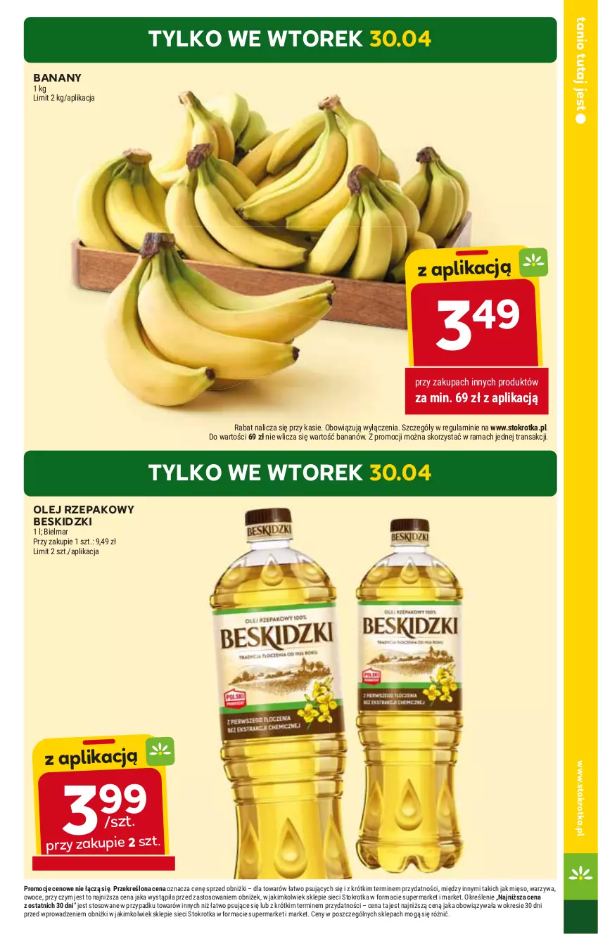 Gazetka promocyjna Stokrotka - Market - ważna 30.04 do 08.05.2024 - strona 3 - produkty: Banany, Beskidzki, Olej, Olej rzepakowy