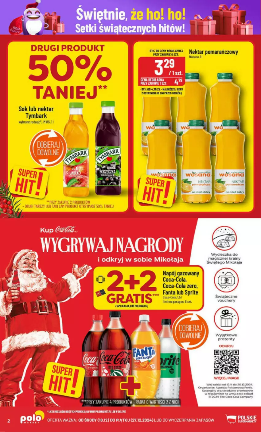 Gazetka promocyjna PoloMarket - ważna 18.12 do 24.12.2024 - strona 12 - produkty: Coca-Cola, Fa, Fanta, Napój, Napój gazowany, Nektar, Por, Sok, Sprite, Tymbark