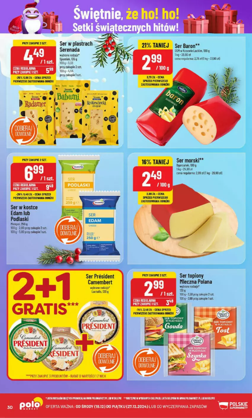 Gazetka promocyjna PoloMarket - ważna 18.12 do 24.12.2024 - strona 24 - produkty: Camembert, Edam, Fa, Gin, Lack, LANA, Podlaski, Ser, Ser topiony, Top