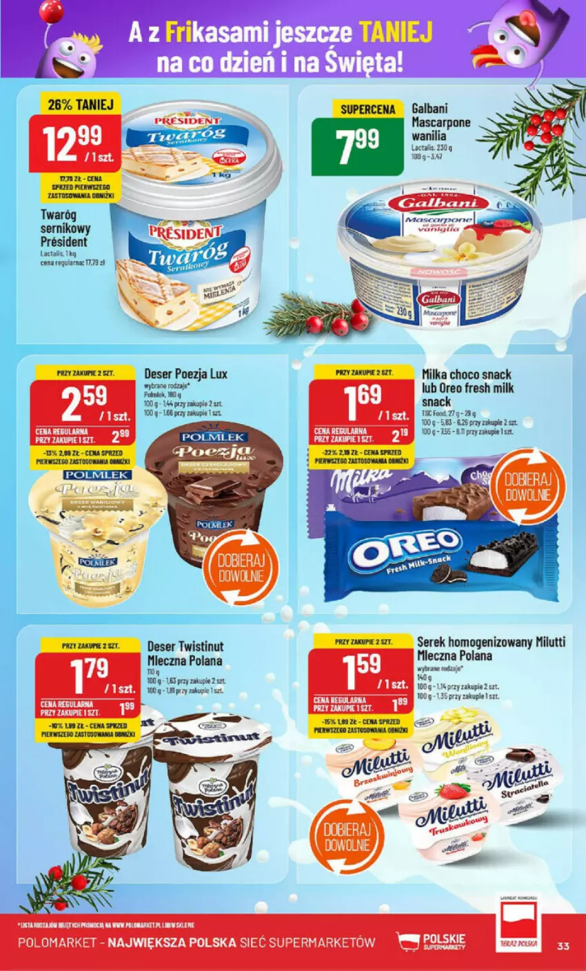 Gazetka promocyjna PoloMarket - ważna 18.12 do 24.12.2024 - strona 27 - produkty: Deser, Galbani, LANA, LG, Mascarpone, Milka, Oreo, Ser, Serek, Serek homogenizowany, Tera, Twaróg, Ziaja