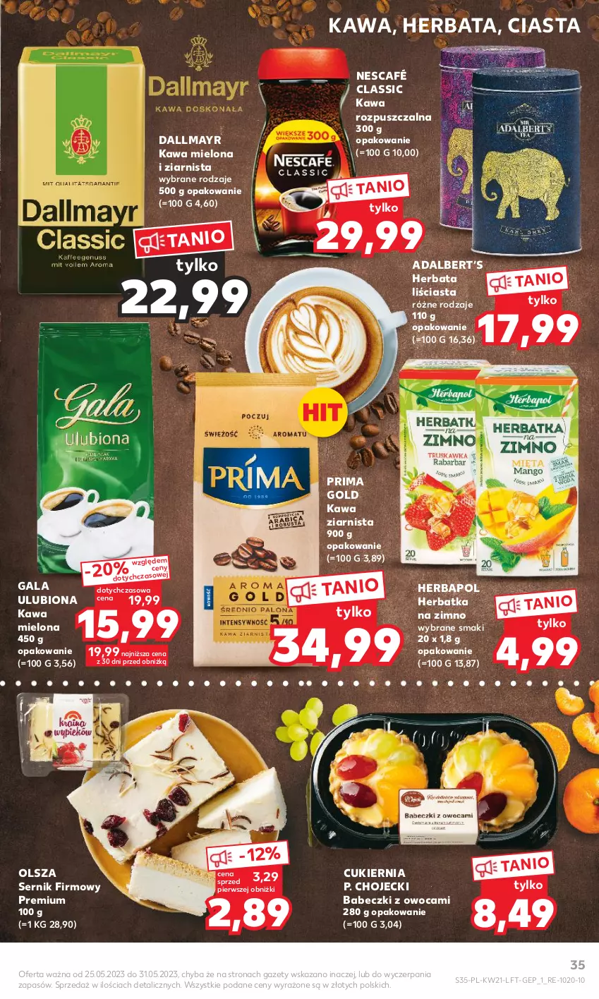 Gazetka promocyjna Kaufland - Gazetka tygodnia - ważna 25.05 do 31.05.2023 - strona 35 - produkty: Babeczki, Cukier, Dallmayr, Gala, Herbapol, Herbata, Kawa, Kawa mielona, Kawa rozpuszczalna, Kawa ziarnista, Nescafé, Prima, Ser