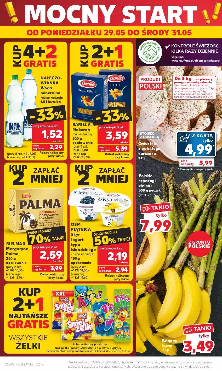 Gazetka promocyjna Kaufland - Gazetka tygodnia - ważna 25.05 do 31.05.2023 - strona 56 - produkty: Banany, Barilla, Gra, Grunt, Isla, Jogurt, Kurczak, Makaron, Margaryna, Nałęczowianka, Palma, Piątnica, Waga, Woda, Woda mineralna