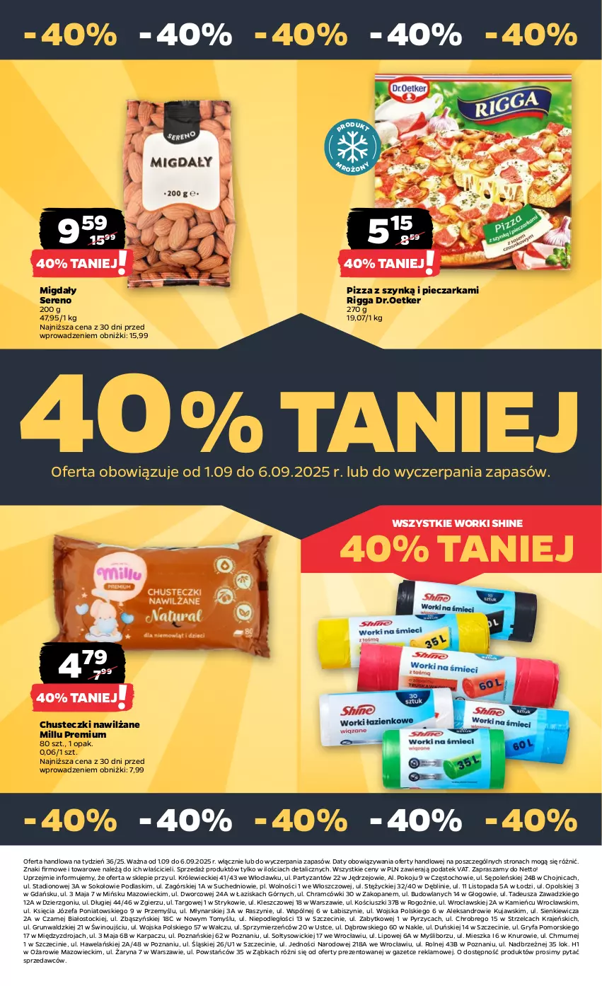Gazetka promocyjna Netto - Od Poniedziałku - ważna 01.09 do 06.09.2025 - strona 26 - produkty: Chusteczki, Fa, Gry, Karp, Kujawski, Migdały, Piec, Pieczarka, Pizza, Podlaski, Ser, Sok, Stock, Top, Wino
