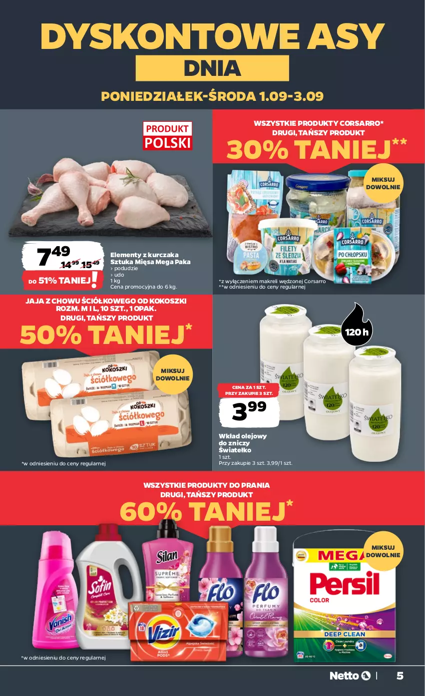 Gazetka promocyjna Netto - Od Poniedziałku - ważna 01.09 do 06.09.2025 - strona 5 - produkty: Jaja, Kokos, Kosz, Kurczak, Olej, Wkład olejowy, Znicz