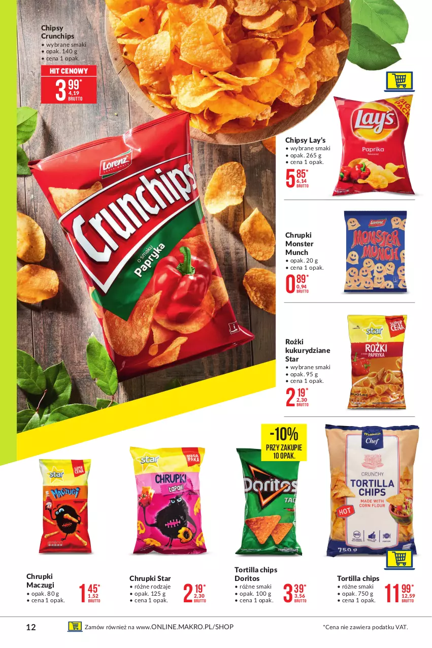 Gazetka promocyjna Makro - [Oferta specjalna] Sezon grillowy 2021 - ważna 19.04 do 03.05.2021 - strona 12 - produkty: Chipsy, Chrupki, Crunchips, Lay’s, Monster Munch, Tortilla, Tortilla Chips