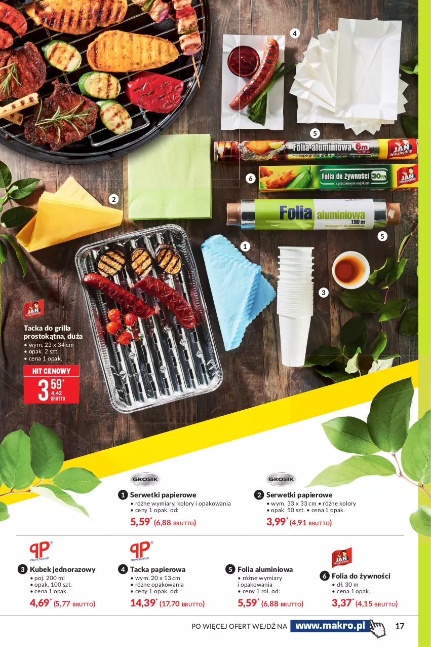 Gazetka promocyjna Makro - [Oferta specjalna] Sezon grillowy 2021 - ważna 19.04 do 03.05.2021 - strona 17 - produkty: Folia aluminiowa, Grill, Kubek, Papier, Ser, Serwetki, Serwetki papierowe