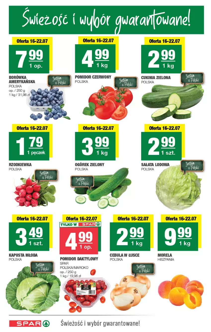 Gazetka promocyjna Spar - Spar - ważna 13.07 do 23.07.2025 - strona 2 - produkty: Borówka, Cebula, Morela, Ogórek, Rzodkiewka, Sałat, Sałata lodowa
