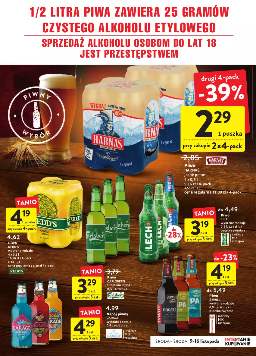 Gazetka promocyjna Intermarche - Gazetka Intermarche - ważna 09.11 do 15.11.2022 - strona 33 - produkty: Carlsberg, Gra, Harnaś, Napój, Piwa, Piwo, Top