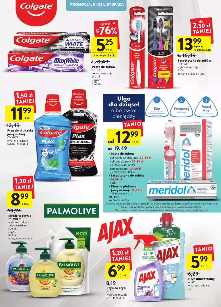 Gazetka promocyjna Intermarche - Gazetka Intermarche - ważna 09.11 do 15.11.2022 - strona 35 - produkty: Ajax, Colgate, Dozownik, LG, Mydło, Mydło w płynie, Palmolive, Pasta do zębów, Płyn do płukania, Płyn do płukania jamy ustnej, Płyn do szyb, Szczoteczka, Szczoteczka do zębów, Top