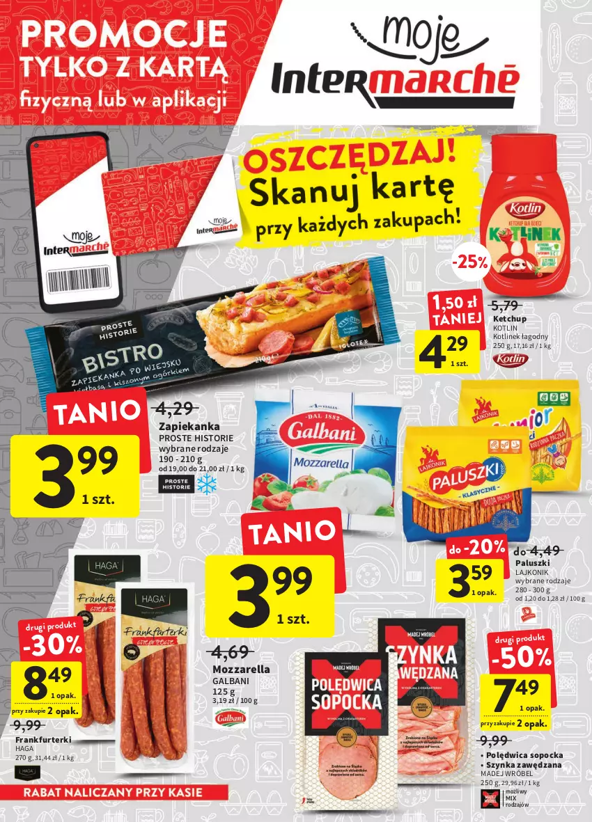 Gazetka promocyjna Intermarche - Gazetka Intermarche - ważna 09.11 do 15.11.2022 - strona 8 - produkty: Frankfurterki, Galbani, Ketchup, Kotlin, Lajkonik, Madej Wróbel, Mozzarella, Polędwica, Szynka, Zapiekanka