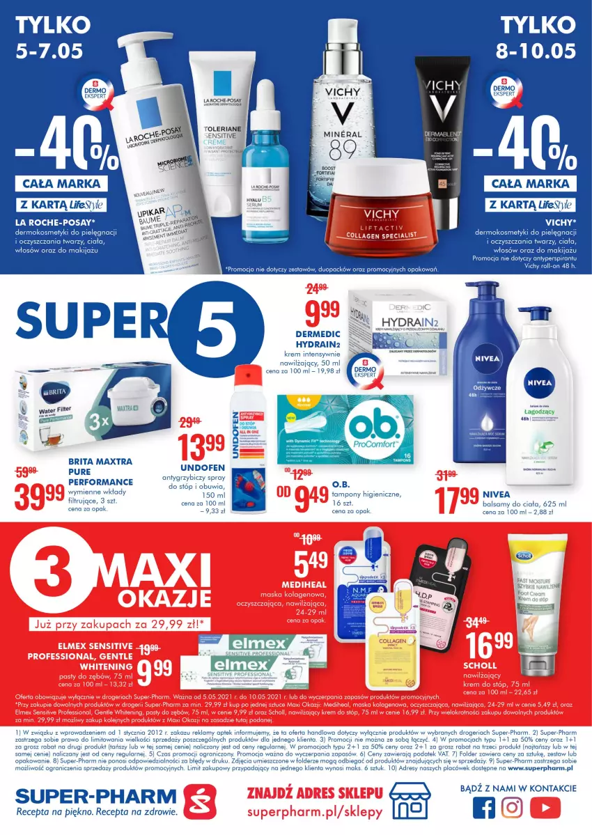 Gazetka promocyjna Super Pharm - Gazetka - ważna 05.05 do 10.05.2021 - strona 12 - produkty: Antyperspirant, BIC, Brit, Brita, Brita Maxtra, Dermedic, Dres, Gra, Kosmetyki do pielęgnacji, La Roche-Posay, Makijaż, Nivea, Tampony, Vichy, Zdrowie