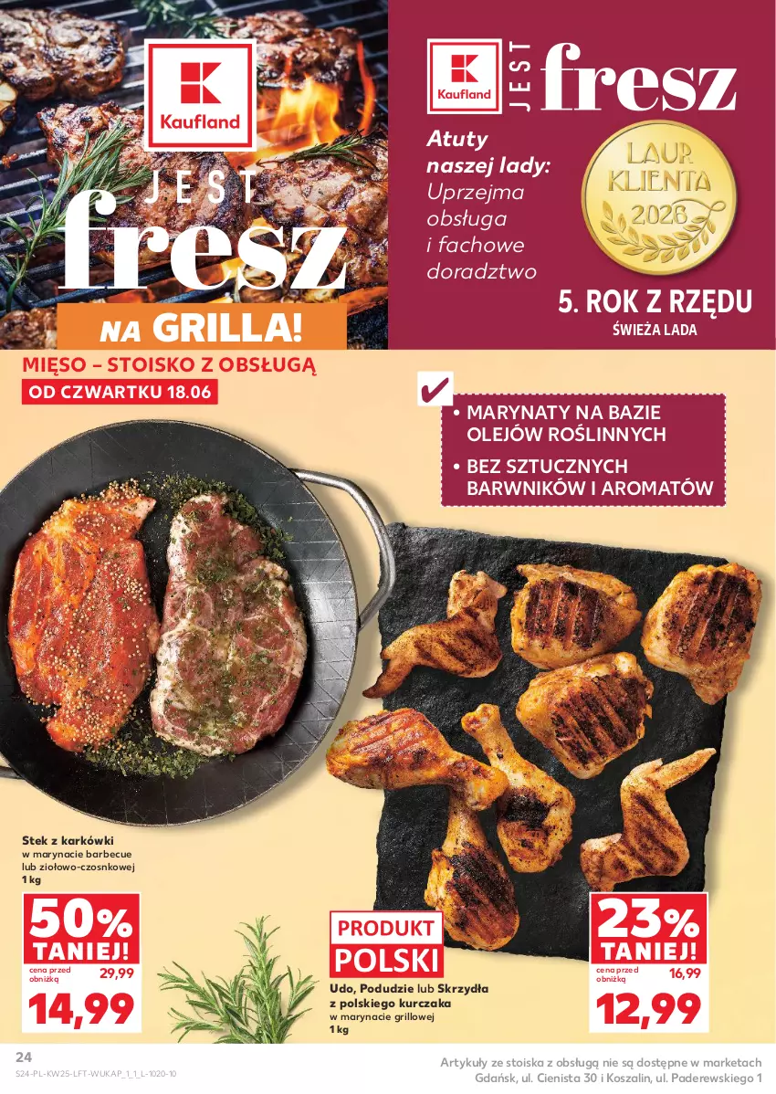 Gazetka promocyjna Kaufland - Gazetka tygodnia - ważna 18.06 do 24.06.2026 - strona 24 - produkty: Fa, Grill, Kosz, Kurczak, Mięso, Olej, Stek, Szal