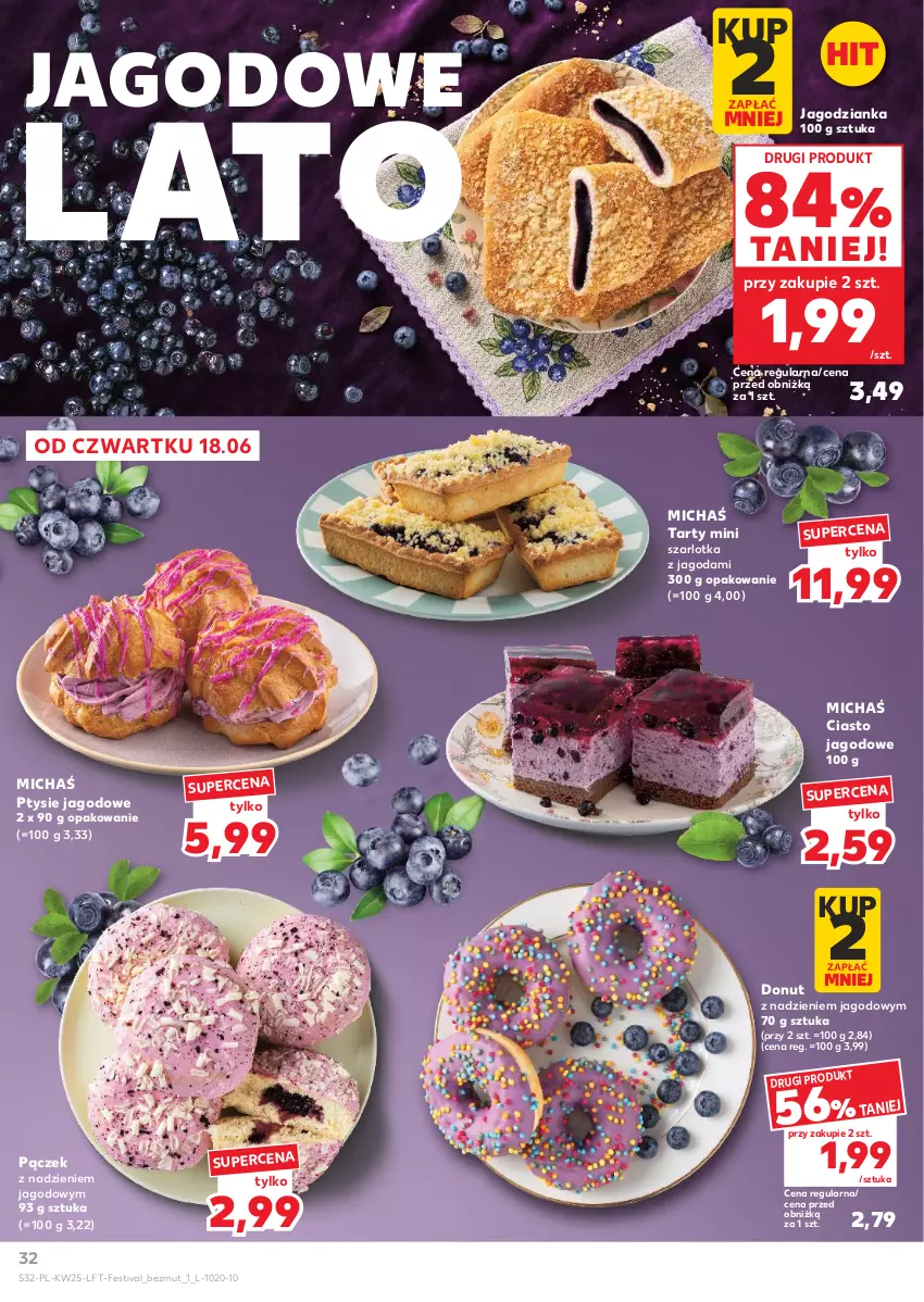 Gazetka promocyjna Kaufland - Gazetka tygodnia - ważna 18.06 do 24.06.2026 - strona 32 - produkty: Donut, Jagodzianka, Pączek, Szarlotka