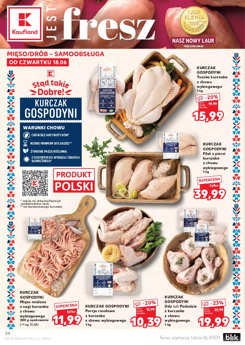 Gazetka promocyjna Kaufland - Gazetka tygodnia - ważna 18.06 do 24.06.2026 - strona 34 - produkty: Drób, Filet z piersi kurczaka, Kurczak, Laur, Mięso, Mięso mielone, Podudzie z kurczaka, Por, Tera, Tusz